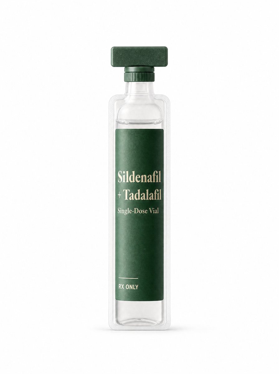 Sildenafil + Tadalafil — 10 single-dose vials — unbranded product render